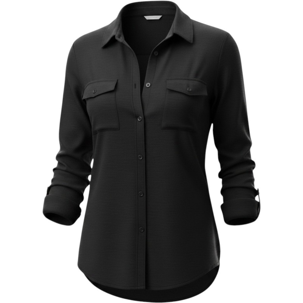 James Perse Shirt Womens 1 Black Button Front 3/4 Sleeve Jersey Casual Top